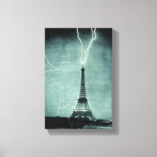 Eiffeltoren Lightning Strike Canvas Print (Voorkant)