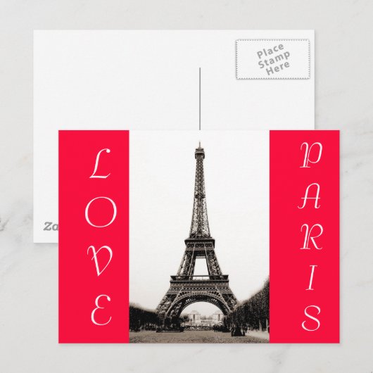 Eiffeltoren - Love Paris Briefkaart (Voorkant / Achterkant)