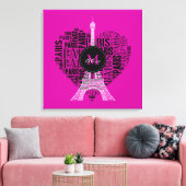 Eiffeltoren | Love Paris | Monogram Canvas Afdruk (Insitu (Woonkamer))
