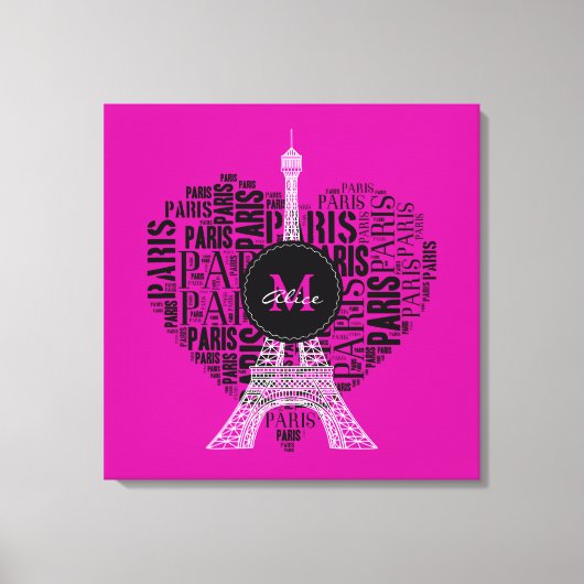 Eiffeltoren | Love Paris | Monogram Canvas Afdruk (Voorkant)