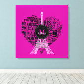 Eiffeltoren | Love Paris | Monogram Canvas Afdruk (Insitu (Houten vloer))