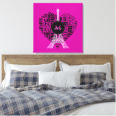 Eiffeltoren | Love Paris | Monogram Canvas Afdruk (Insitu (Slaapkamer))
