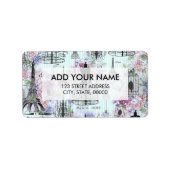 Eiffeltoren mannequin bloemencollage Etiket (Voorkant)