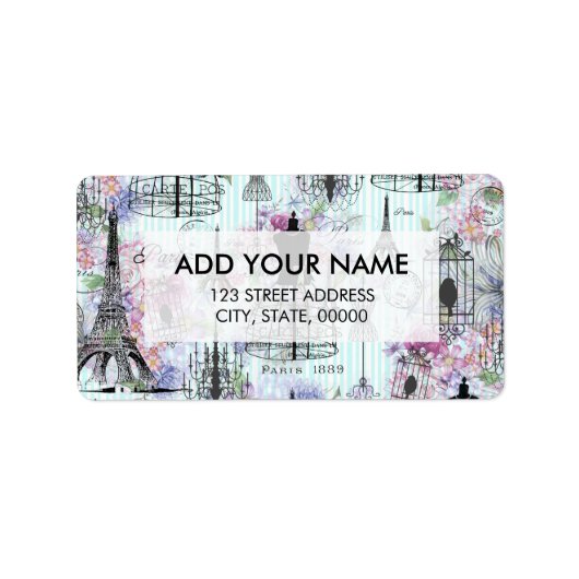 Eiffeltoren mannequin bloemencollage Etiket (Voorkant)