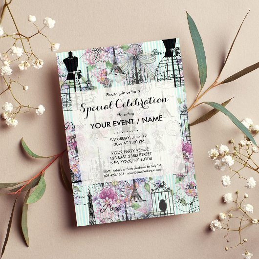  Eiffeltoren mannequin bloemencollage Kaart