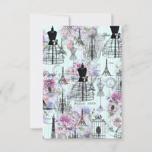 Eiffeltoren mannequin bloemencollage Kaart (Achterkant)