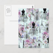  Eiffeltoren: mannequin florale collage Briefkaart (Voorkant / Achterkant)