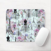 Eiffeltoren: mannequin florale collage Muismat (Met muis)