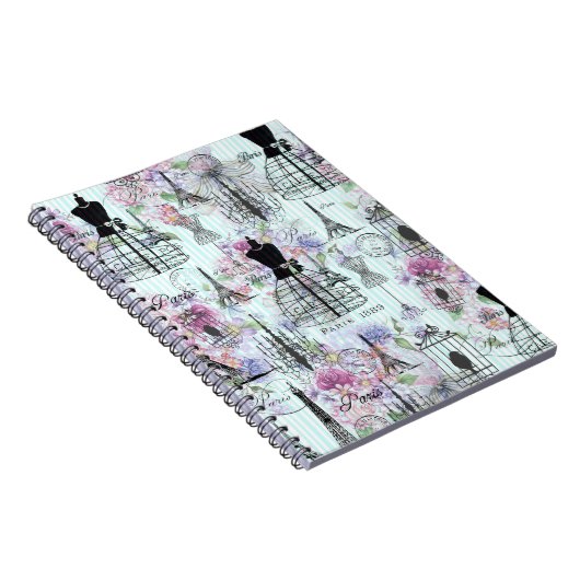  Eiffeltoren: mannequin florale collage Notitieboek (Rechterzijde)