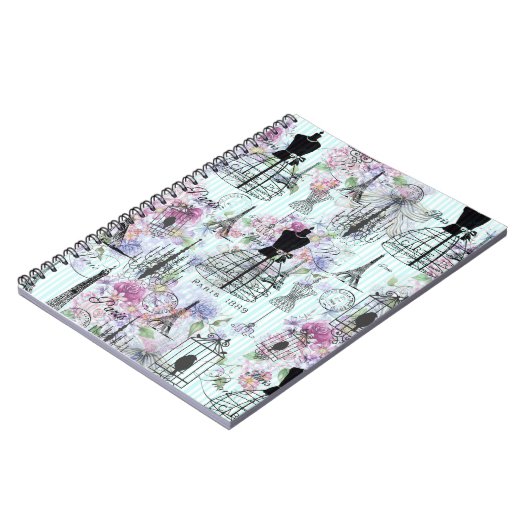  Eiffeltoren: mannequin florale collage Notitieboek (Linkerzijde)