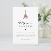 Eiffeltoren Merci Beaucoup Franse Bruiloft Bedankkaart (Staand voorkant)