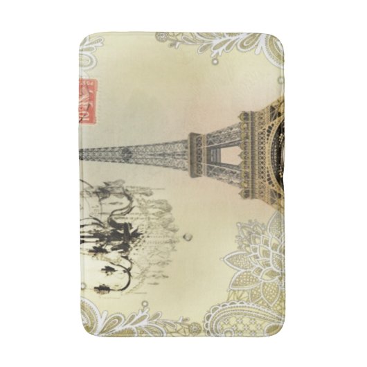 eiffeltoren met beige bloemelas chandelier paris badmat (Voorkant Verticaal)