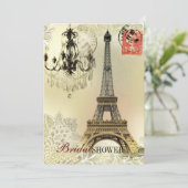 eiffeltoren met beige bloemelas chandelier paris kaart (Staand voorkant)