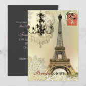 eiffeltoren met beige bloemelas chandelier paris kaart (Voorkant / Achterkant)