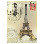 eiffeltoren met beige bloemelas chandelier paris klembord (Achterkant)