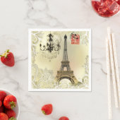 eiffeltoren met beige bloemelas chandelier paris servet (Insitu)