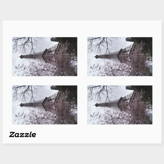 Eiffeltoren met bloesem rechthoekige sticker (Vel)