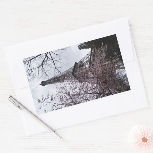 Eiffeltoren met bloesem rechthoekige sticker (Envelop)