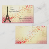 Eiffeltoren met drijvende harten visitekaartje (Voorkant / Achterkant)