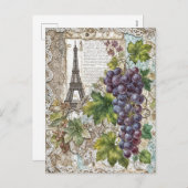 Eiffeltoren met  druiven feestdagenkaart (Voorkant / Achterkant)