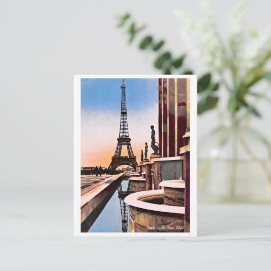 Eiffeltoren met hand gekleurde vogels OogUitzicht Briefkaart (Staand voorkant)