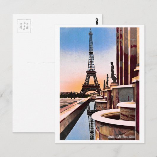 Eiffeltoren  met hand gekleurde vogels OogUitzicht Briefkaart (Voorkant / Achterkant)