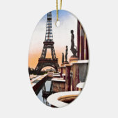 Eiffeltoren  met hand gekleurde vogels OogUitzicht Keramisch Ornament (Links)