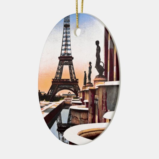 Eiffeltoren  met hand gekleurde vogels OogUitzicht Keramisch Ornament (Links)