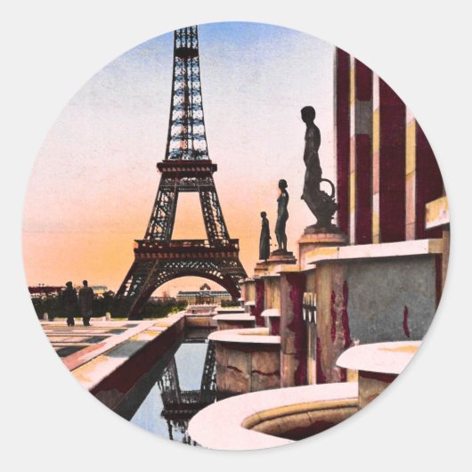 Eiffeltoren  met hand gekleurde vogels OogUitzicht Ronde Sticker (Voorkant)