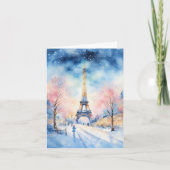 Eiffeltoren met Kerst in waterverf Kaart (Voorkant)