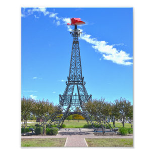 Eiffeltoren met rode cowboyhoed, Paris, Texas Foto Afdruk
