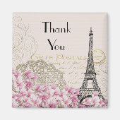  Eiffeltoren met roze bloemen Hartelijk dank Magneet (Voorkant)