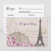 Eiffeltoren met roze bloemen Ontvangkaart Kaart (Voorkant / Achterkant)