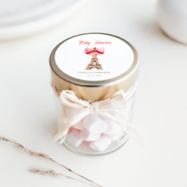 Eiffeltoren met Roze Bow Paris Baby shower Ronde Sticker