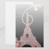 eiffeltoren met roze en zwarte roze parijs briefpapier (Voorkant / Achterkant)