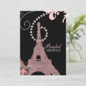 eiffeltoren met roze en zwarte roze parijs kaart (Staand voorkant)