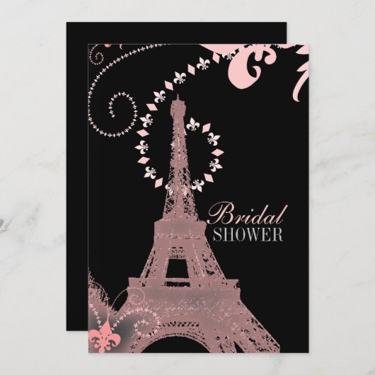 eiffeltoren met roze en zwarte roze parijs kaart (Voorkant / Achterkant)