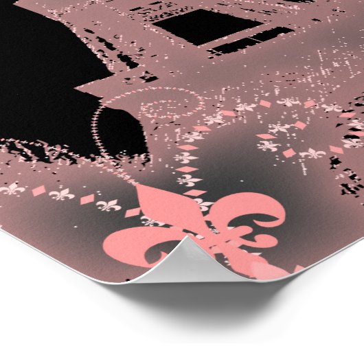 eiffeltoren met roze en zwarte roze parijs poster (Hoek)