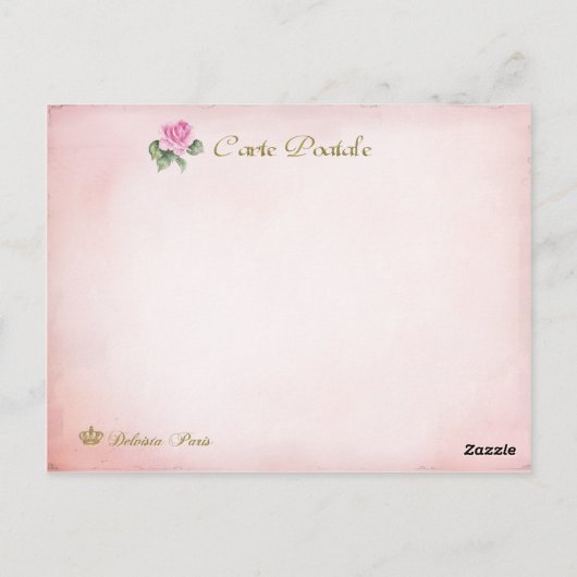 Eiffeltoren met Roze Rozen Briefkaart (Achterkant)