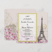 Eiffeltoren met roze wilde bloemen Kaart (Voorkant / Achterkant)