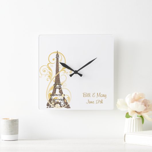 Eiffeltoren met schuifwiel vierkante klok (Huis)