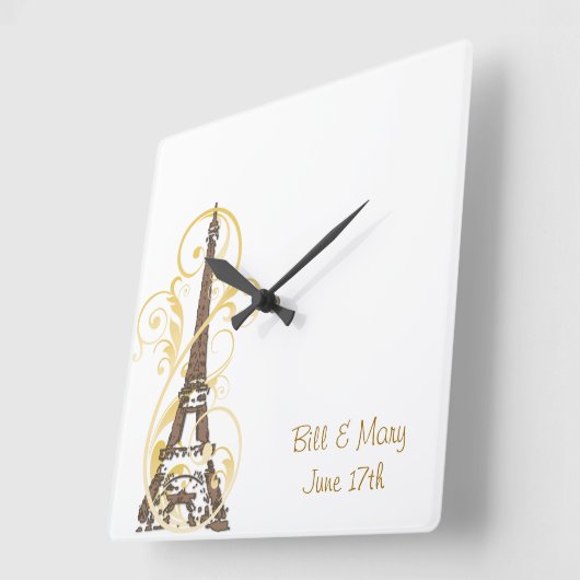 Eiffeltoren met schuifwiel vierkante klok (Hoek)