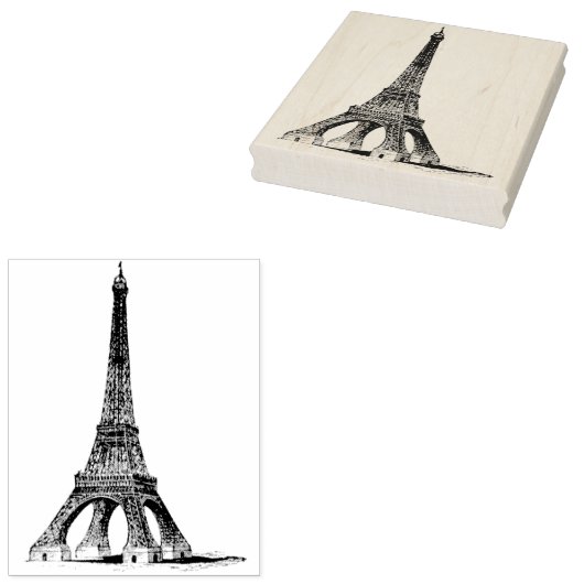 Eiffeltoren met Shadow  Rubber Art Stamp Rubberstempel (Gestempeld)