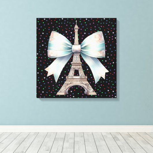 Eiffeltoren met Sierkussen Canvas Afdruk (Insitu (Houten vloer))