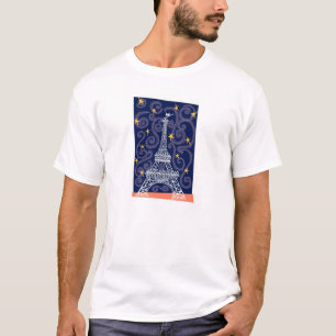 Eiffeltoren met sterren en wervelingen t-shirt