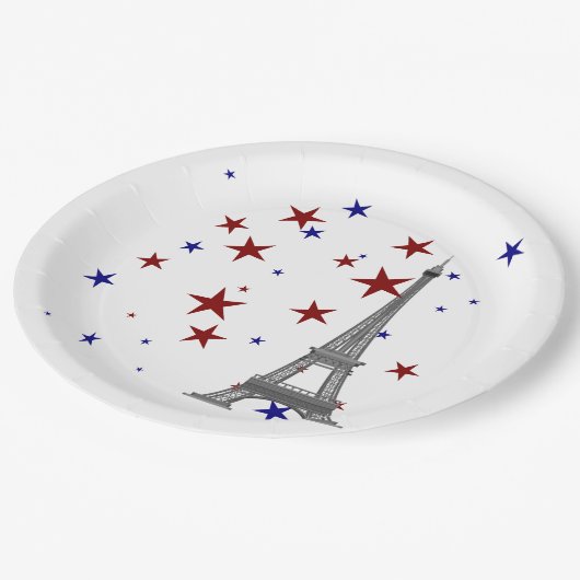 Eiffeltoren met sterren papieren bordje (Gekanteld)