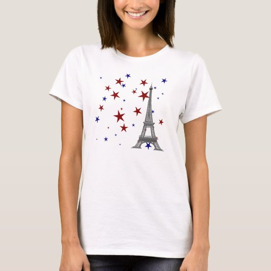 Eiffeltoren met sterren t-shirt (Voorkant)