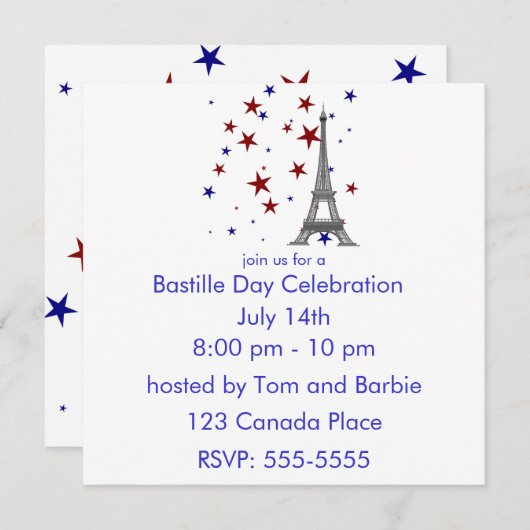 Eiffeltoren met Sterren Uitnodiging (Voorkant / Achterkant)