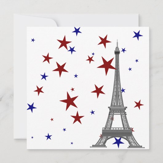 Eiffeltoren met Sterren Uitnodiging (Achterkant)