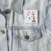 Eiffeltoren met sterren vierkante button 5,1 cm (In situ)